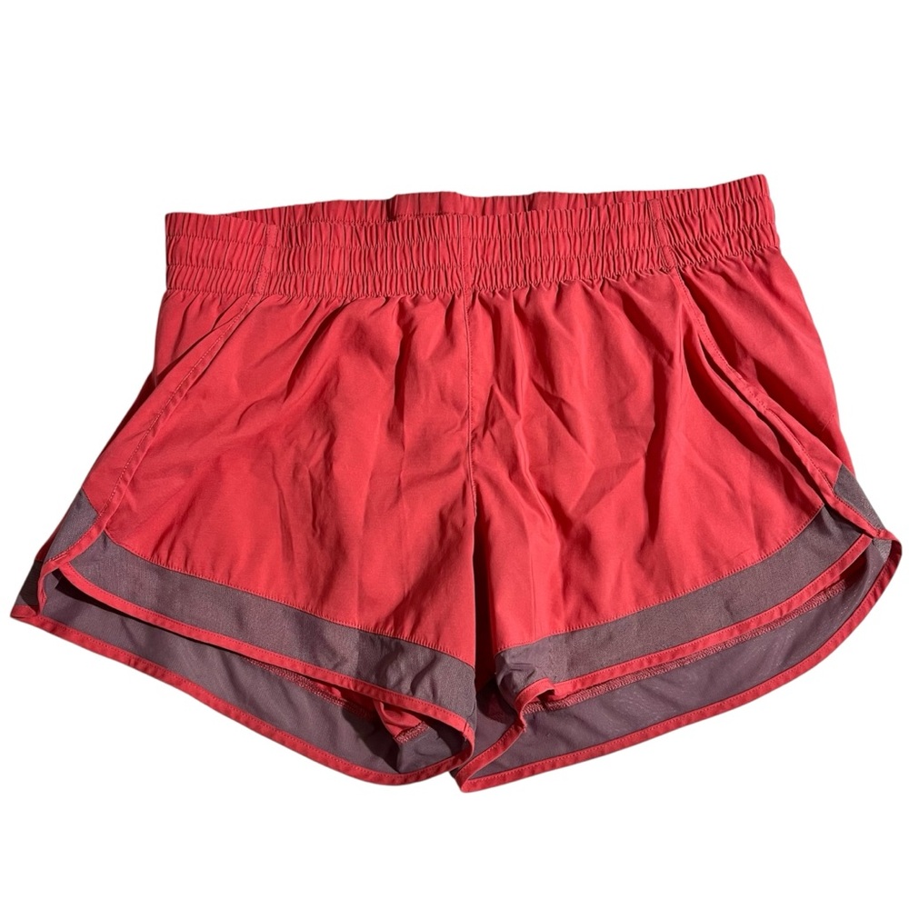 Athleta Coral Mesh Racer Run Short 4” Womens Size Medium Zipped Pocket